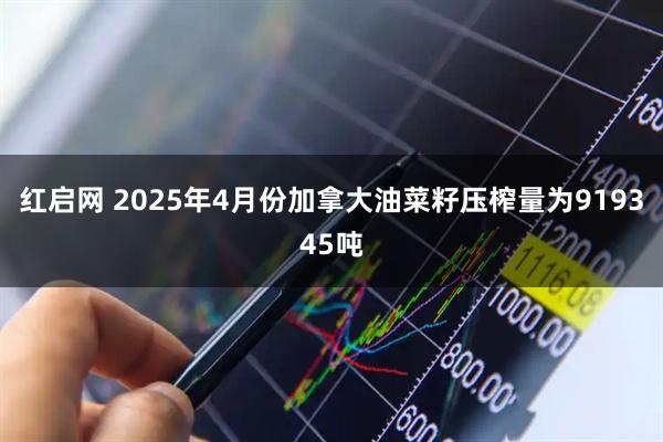 红启网 2025年4月份加拿大油菜籽压榨量为919345吨