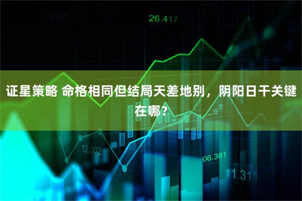 证星策略 命格相同但结局天差地别，阴阳日干关键在哪？